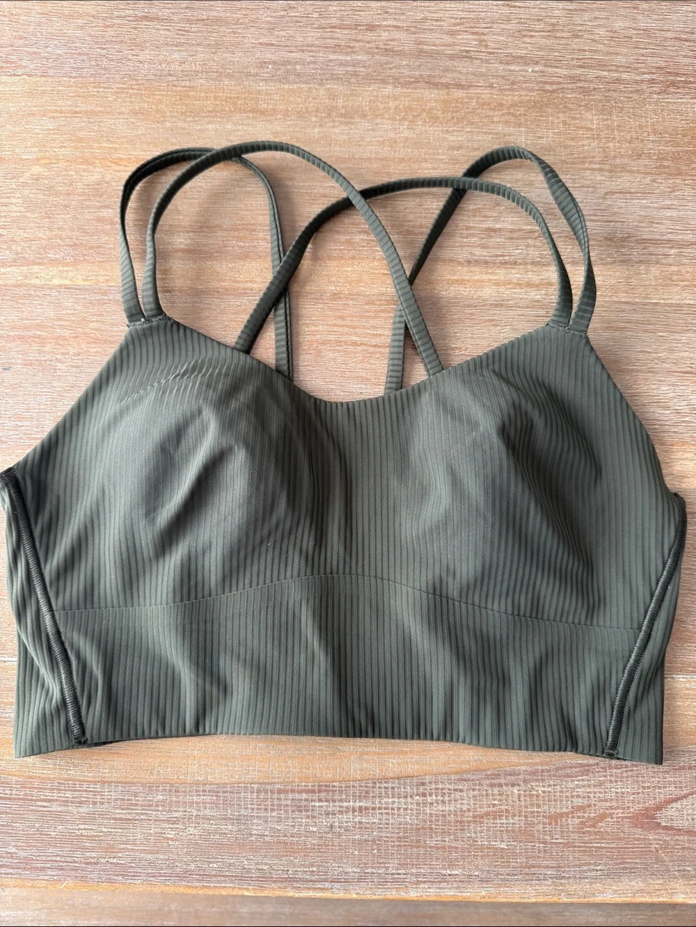 Lululemon Like a. Cloud Olive Ribbed Sports Bra